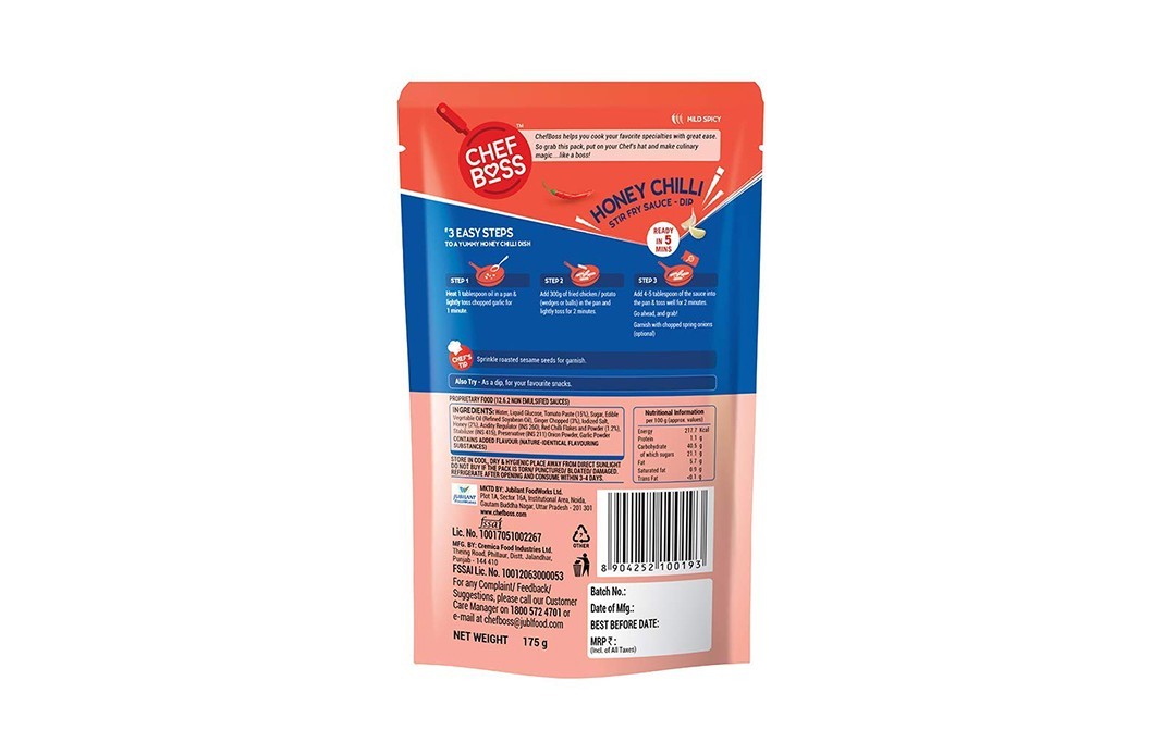 Chef Boss Honey Chilli Stir Fry Sauce-Dip   Pack  175 grams